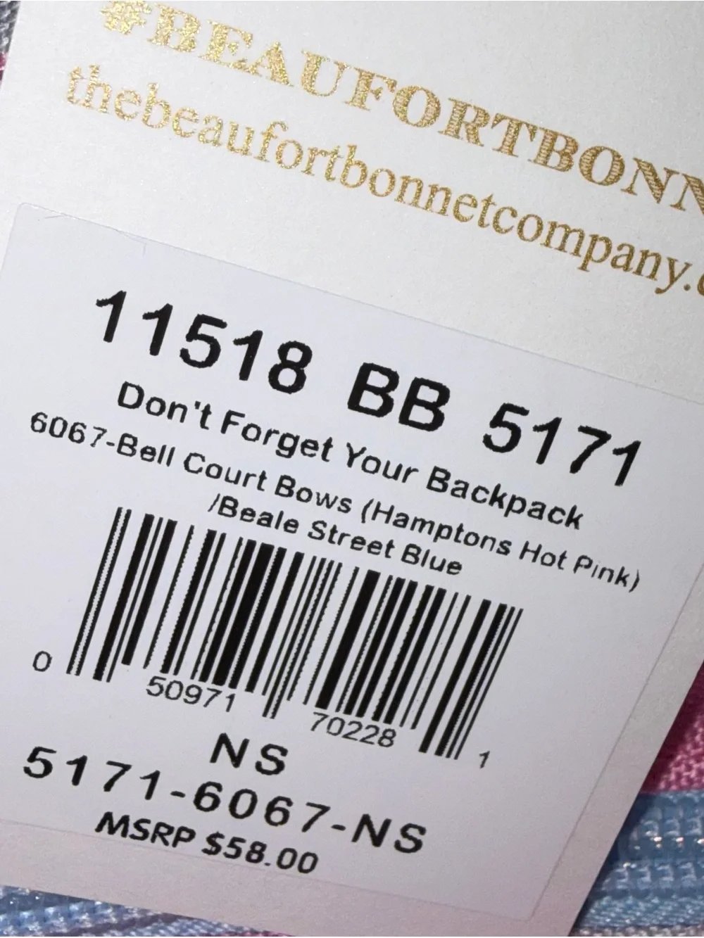 The Beaufort Bonnet Co “Don’t Forget Your Backpack” Backpack NWT